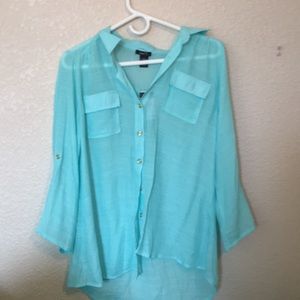 Teal button blouse